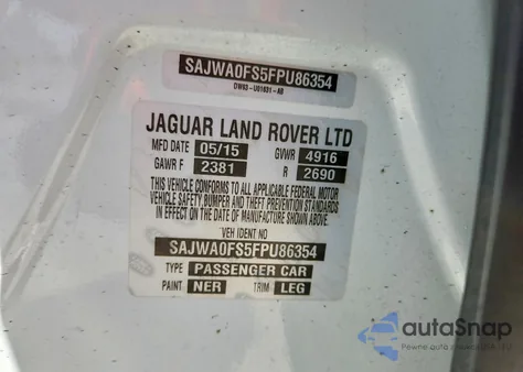 2015 Jaguar Xf 2.0T Premium из США, поврежденный, VIN SAJWA0FS5FPU86354